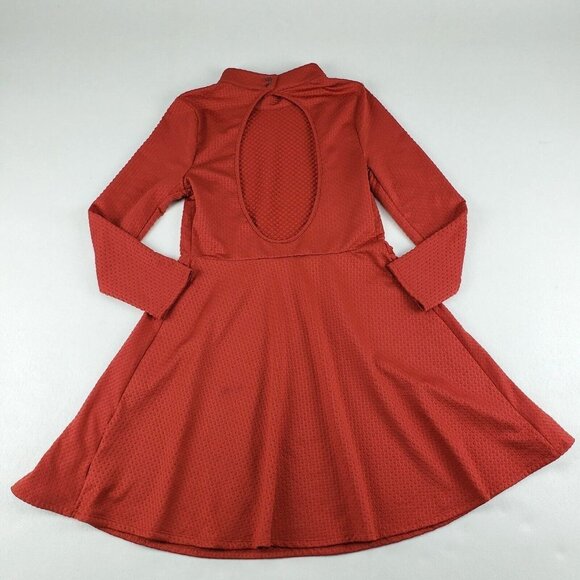 Free People Fit & Flare Dress Orange Womens Medium Long Sleeve Cutout Back - Picture 8 of 14